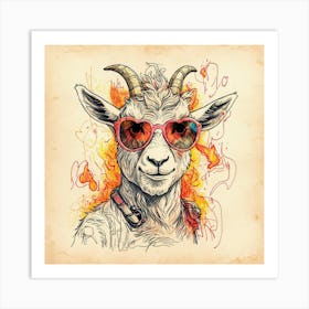 Goat In Sunglasses 2 Art Print