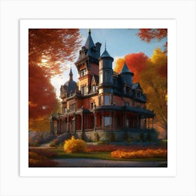 Castle with orange trees Art Print