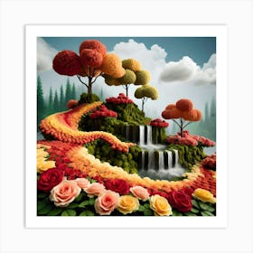 Waterfall Roses Art Print