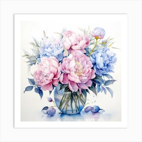 Peonies In A Vase Art Print