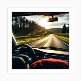 Move Drive Car Countryside Speed Mirror View Window Rear Asphalt Transport Driving Heave (6) Art Print