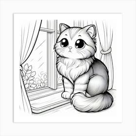 Line Art cat 2 Art Print