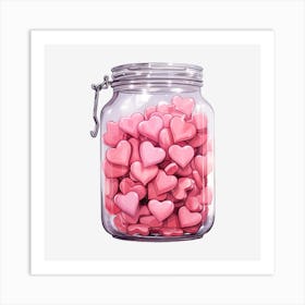 Pink Hearts In A Jar 5 Art Print