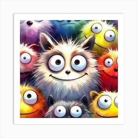 Group Of Colorful Cats Art Print