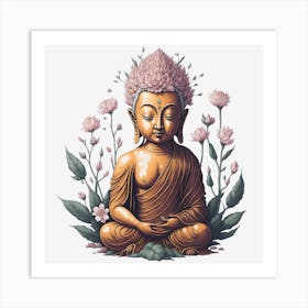 Floral Buddha (9) Art Print