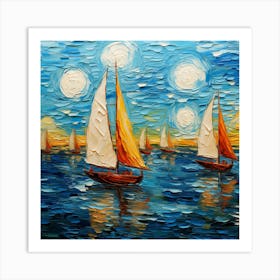 Sailboats On The Sea Art Print