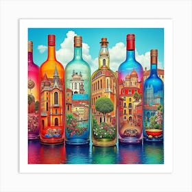 Venice Wine Bottles 1 Art Print