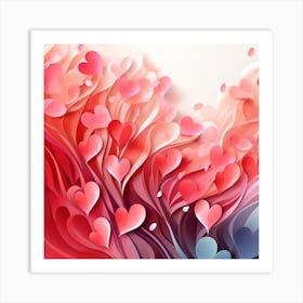 Paper Hearts Background Art Print