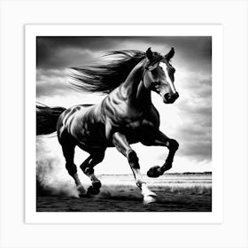 Black And White Horse Art Print