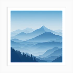 Misty mountains background in blue tone 8 Art Print