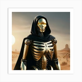 Humanoid Robot With A Golden Metallic Exoskeleton 1 1 Art Print