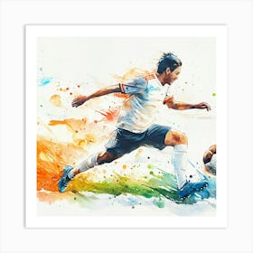 Soccer Player Kicking The Ball 10 Art Print