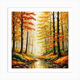 Forest In Autumn In Minimalist Style Square Composition 165 Art Print