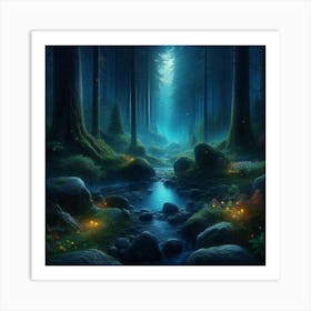 Forest At Night Art Print