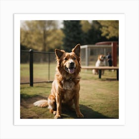 Golden Retriever At Dog Park Art Print