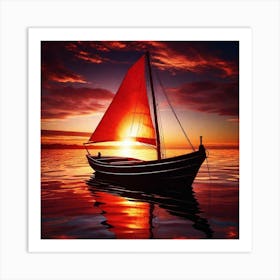 Sailboat At Sunset 18 Art Print