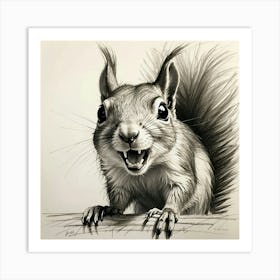 Squirrel Drawing Art Print