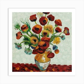 Vase With Poppies, Van Gogh Art Print 5 Art Print