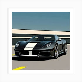 Front View of a Striped Sports Car in Motion Art Print