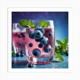 Blueberry Drink With Mint 1 Art Print