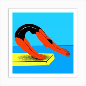 Swimming Square Art Print
