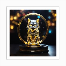 Cat In A Glass Art Print