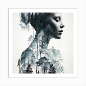 Portrait Of A Woman In The Forest Art Print