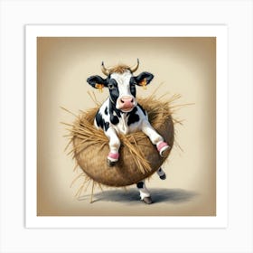 Cow In Hay 2 Art Print