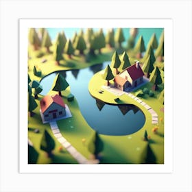 Low Poly Landscape 15 Art Print