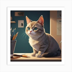 Graphic Design Sneaky Cat Art 3 Art Print