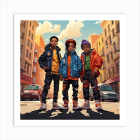 Three Boys In The City Art Print