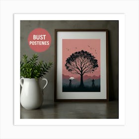 Silhouette Of A Tree Art Print