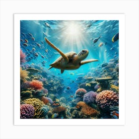 Sea Turtle In The Ocean Art Print