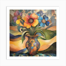 Geometric Flower in Vase # 1 Art Print