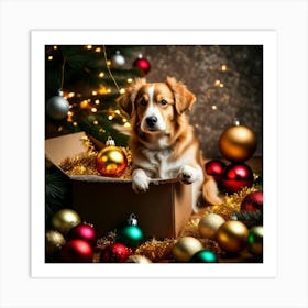 Christmas Curious Dog Art Print