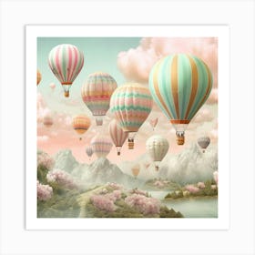 Pink Hot Air Balloons Art Print