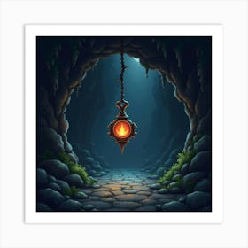 Cursed Amulet Glowing With Dark Energy In A Hidden Cave 1 Art Print