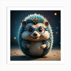 Hedgehog With Glasses Art Print