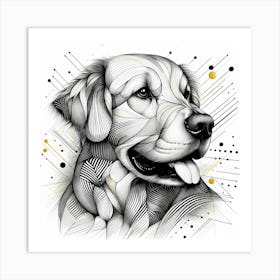 Labrador Dog Head - Abstract Line Art Illustration 91 Art Print