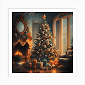 Christmas Tree with Presents (Winter 2023) Art Print