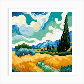 Default A Wheatfield With Cypresses Vincent Van Gogh Art 2 Art Print