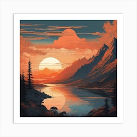 Sunset In The Mountains 1 Art Print