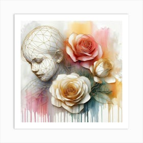 Abstract Roses 1 Art Print