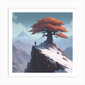 Tree On A Mountain Art Print