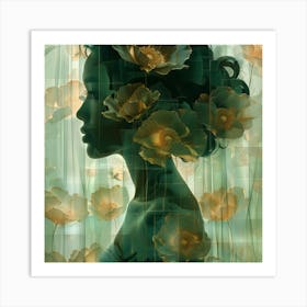 Girl With Flowers 1 Art Print