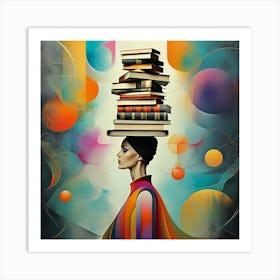 Abstract Woman Balancing Knowledge and Style Art Print