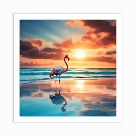 Flamingo At Sunset 5 Art Print