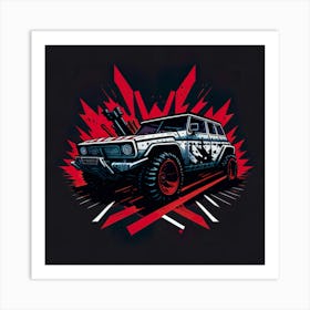 Car Red Artwork Of Graphic Design Flat (165) Art Print