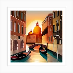 Venice At Sunset Art Print