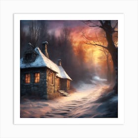 Winter Retreat on the Edge of the Woods Art Print